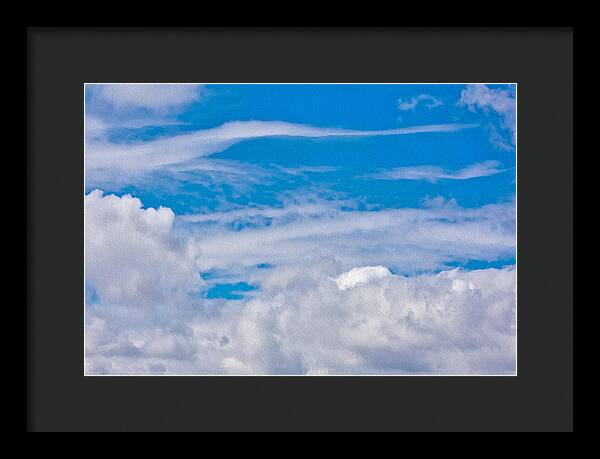 Blue Sky and Fluffy Clouds  - Framed Print