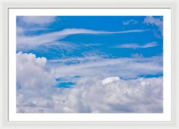 Blue Sky and Fluffy Clouds  - Framed Print