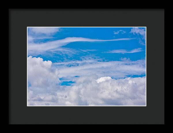 Blue Sky and Fluffy Clouds  - Framed Print