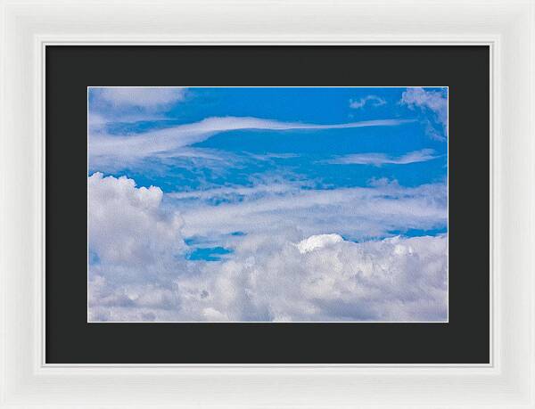 Blue Sky and Fluffy Clouds  - Framed Print