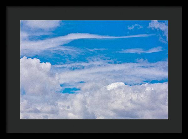 Blue Sky and Fluffy Clouds  - Framed Print