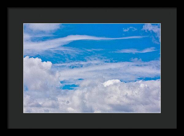 Blue Sky and Fluffy Clouds  - Framed Print