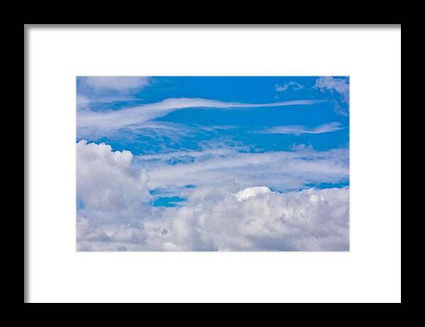 Blue Sky and Fluffy Clouds  - Framed Print