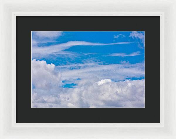 Blue Sky and Fluffy Clouds  - Framed Print