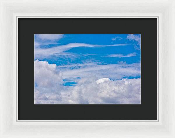 Blue Sky and Fluffy Clouds  - Framed Print