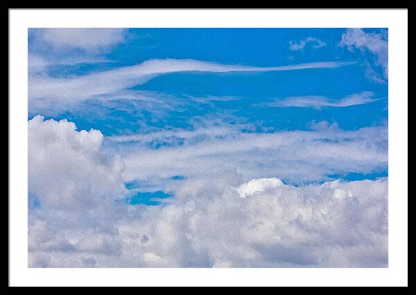 Blue Sky and Fluffy Clouds  - Framed Print