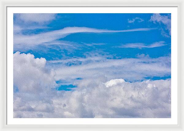 Blue Sky and Fluffy Clouds  - Framed Print