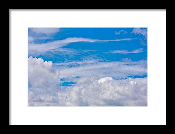 Blue Sky and Fluffy Clouds  - Framed Print