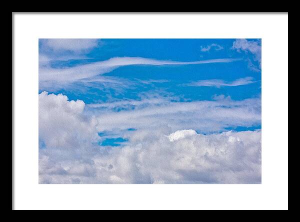 Blue Sky and Fluffy Clouds  - Framed Print