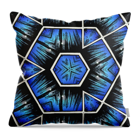 Blue Sky and Trees Colorful Kaleidoscope - Throw Pillow