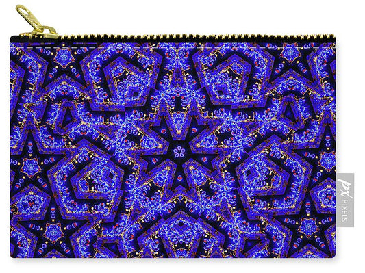 Blue Stars all Over Kaleidoscope Abstract Art - Zip Pouch