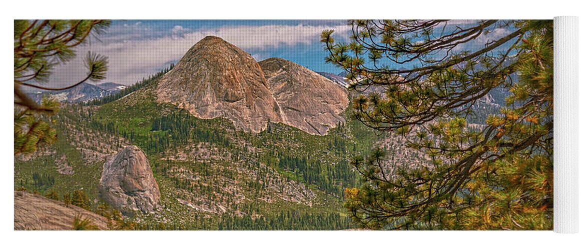 Blurry Trees and Focused Mountains Landscape - Yoga Mat