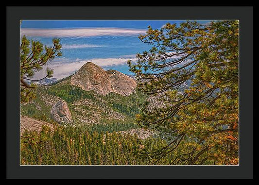 Blurry Trees and Focused Mountains Landscape - Framed Print