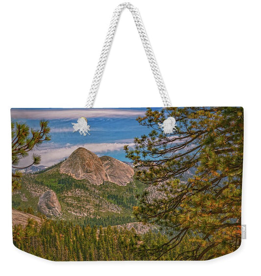 Blurry Trees and Focused Mountains Landscape - Weekender Tote Bag
