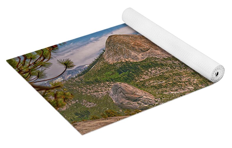 Blurry Trees and Focused Mountains Landscape - Yoga Mat
