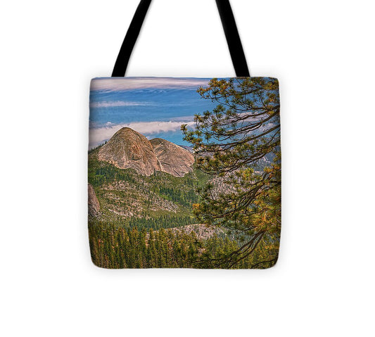 Blurry Trees and Focused Mountains Landscape - Tote Bag