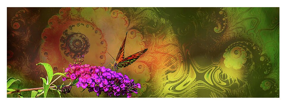 Butterfly on Magenta Flowers with Abstract Design - Yoga Mat
