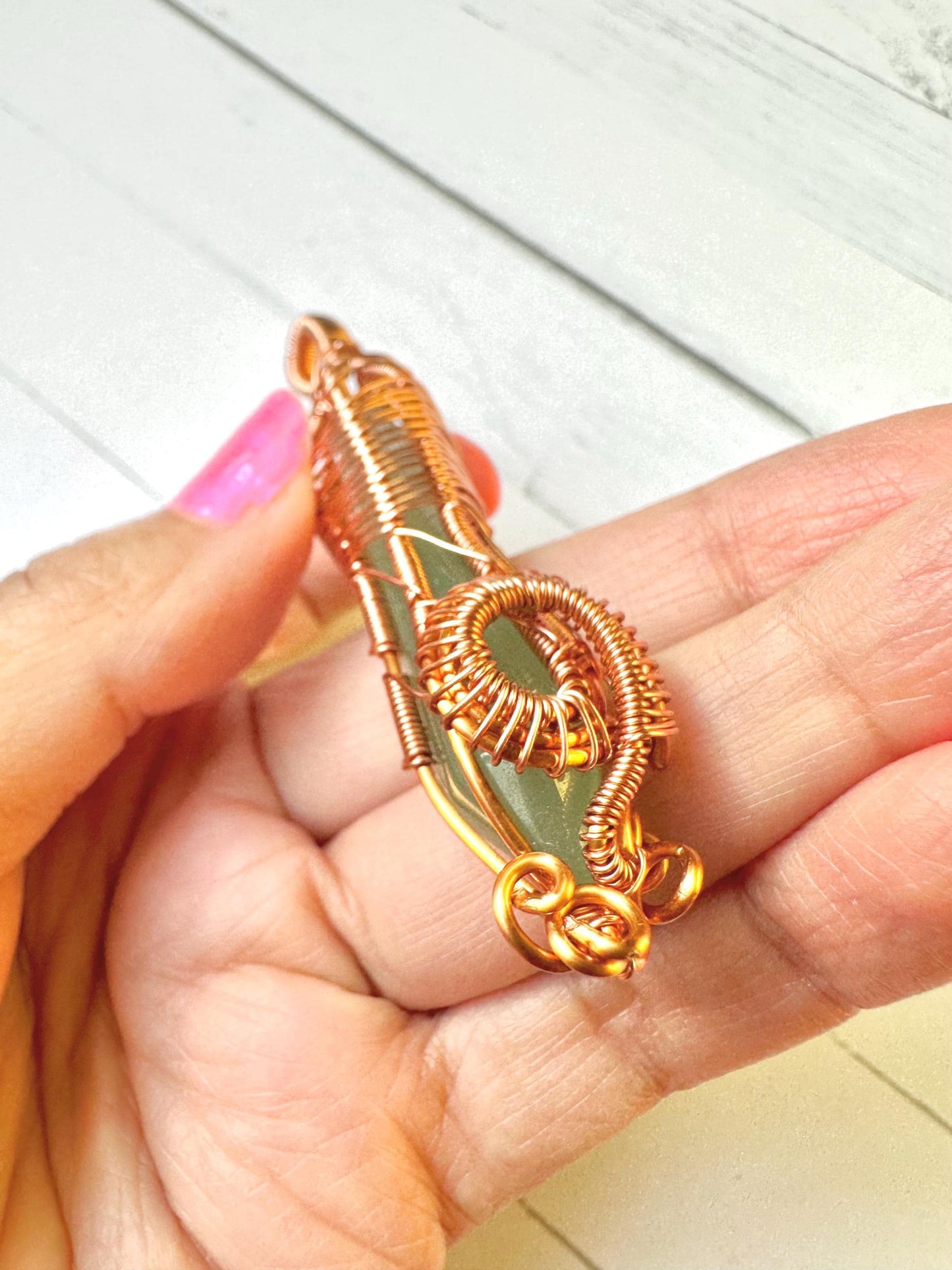 Wrapped in Spirals of Protection • Aventurine Pendant