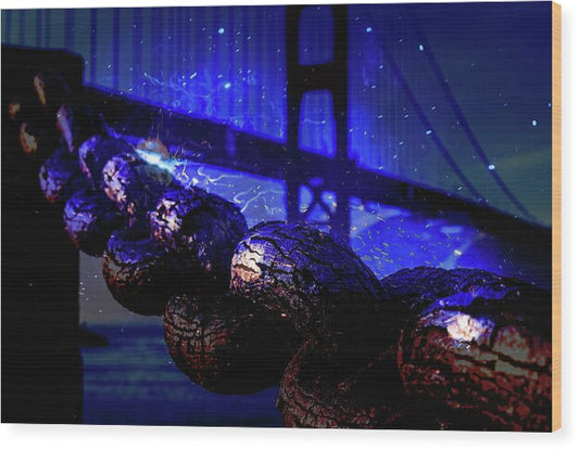 Chain in San Francisco and Golden Gate Bridge Night Art - Wood Print