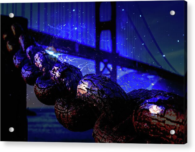 Chain in San Francisco and Golden Gate Bridge Night Art - Acrylic Print