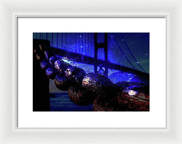 Chain in San Francisco and Golden Gate Bridge Night Art - Framed Print
