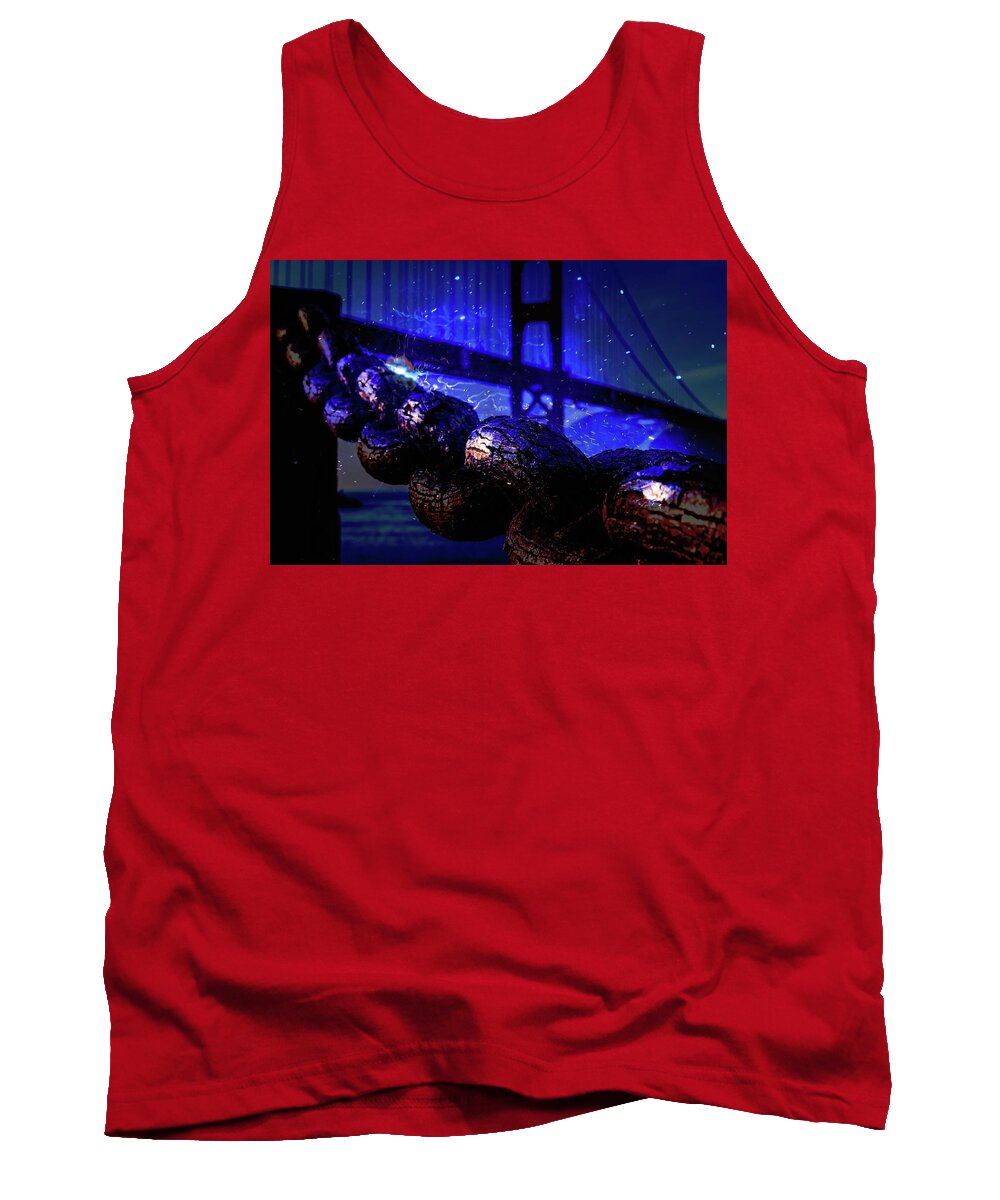 Chain in San Francisco and Golden Gate Bridge Night Art - Tank Top