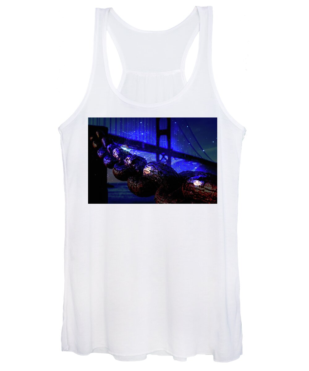 Chain in San Francisco and Golden Gate Bridge Night Art - Women's Tank Top