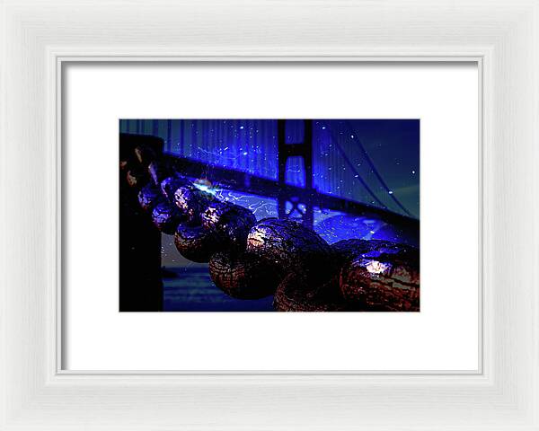 Chain in San Francisco and Golden Gate Bridge Night Art - Framed Print
