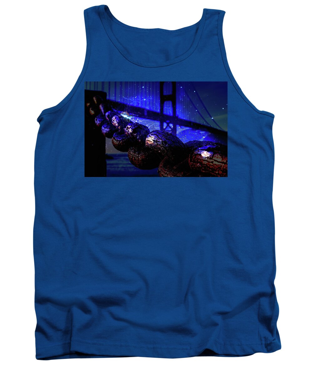 Chain in San Francisco and Golden Gate Bridge Night Art - Tank Top