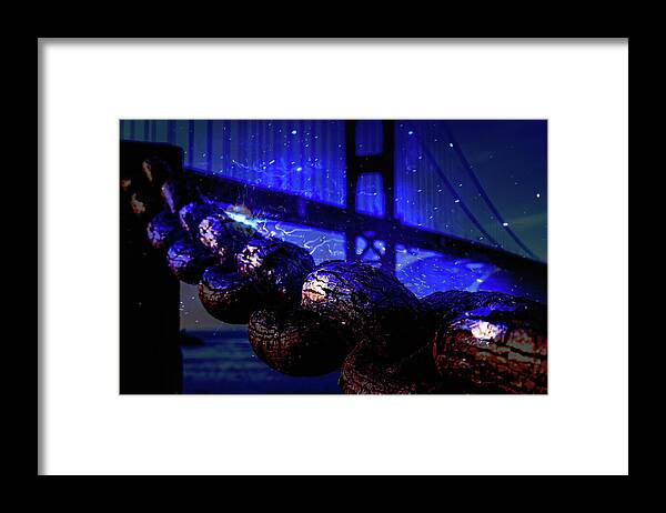 Chain in San Francisco and Golden Gate Bridge Night Art - Framed Print