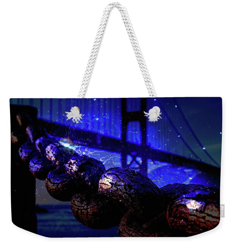 Chain in San Francisco and Golden Gate Bridge Night Art - Weekender Tote Bag