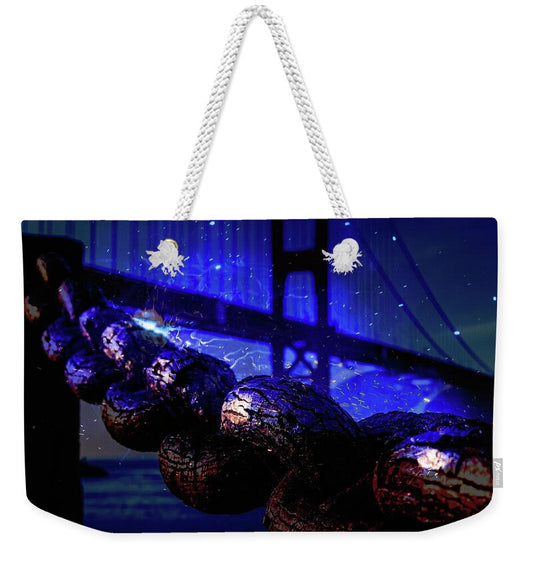 Chain in San Francisco and Golden Gate Bridge Night Art - Weekender Tote Bag
