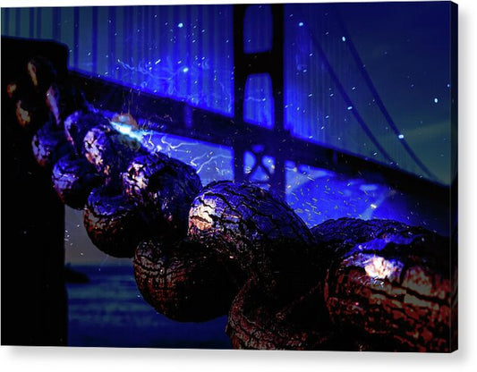 Chain in San Francisco and Golden Gate Bridge Night Art - Acrylic Print
