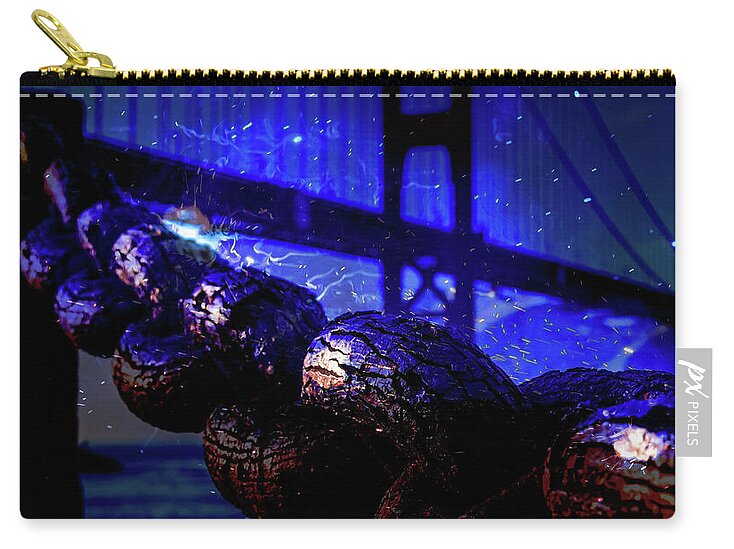 Chain in San Francisco and Golden Gate Bridge Night Art - Zip Pouch