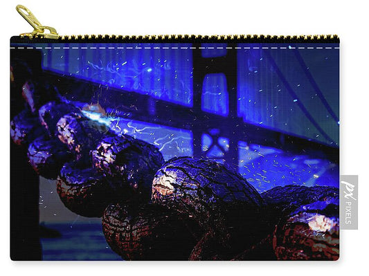 Chain in San Francisco and Golden Gate Bridge Night Art - Zip Pouch