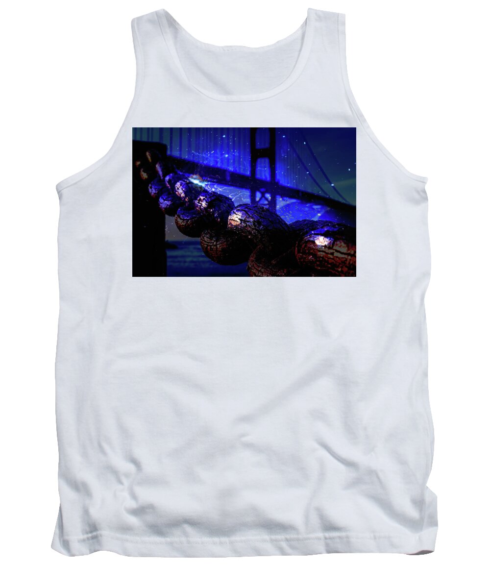 Chain in San Francisco and Golden Gate Bridge Night Art - Tank Top