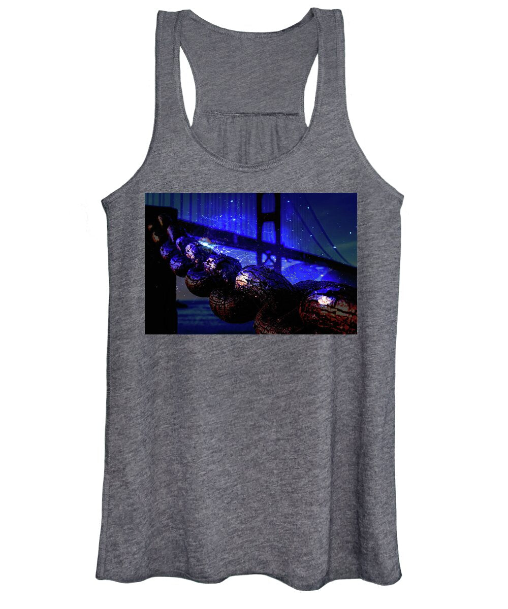Chain in San Francisco and Golden Gate Bridge Night Art - Women's Tank Top