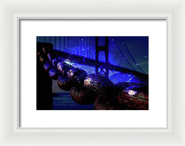 Chain in San Francisco and Golden Gate Bridge Night Art - Framed Print