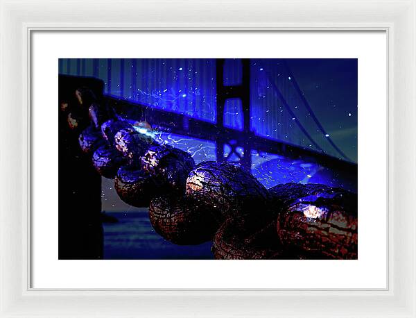 Chain in San Francisco and Golden Gate Bridge Night Art - Framed Print