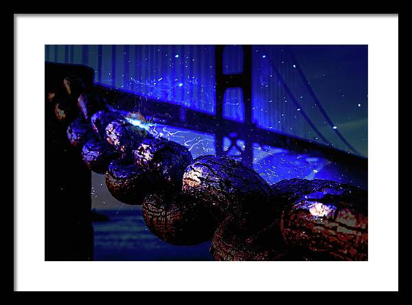 Chain in San Francisco and Golden Gate Bridge Night Art - Framed Print