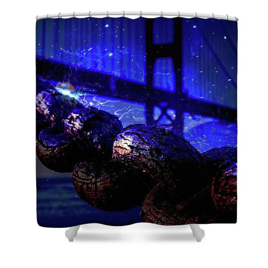 Chain in San Francisco and Golden Gate Bridge Night Art - Shower Curtain
