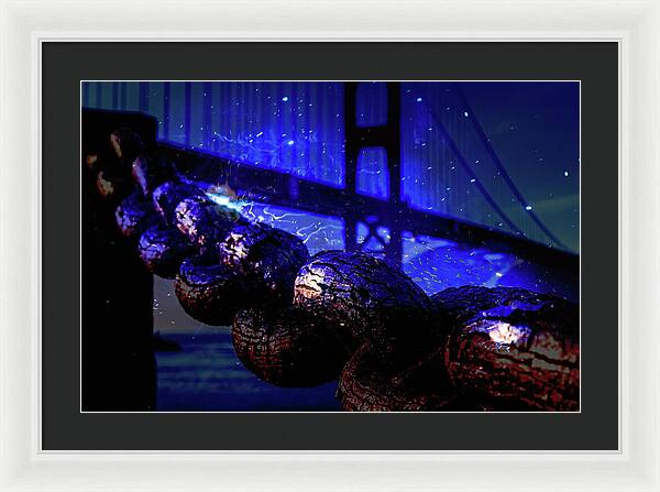 Chain in San Francisco and Golden Gate Bridge Night Art - Framed Print