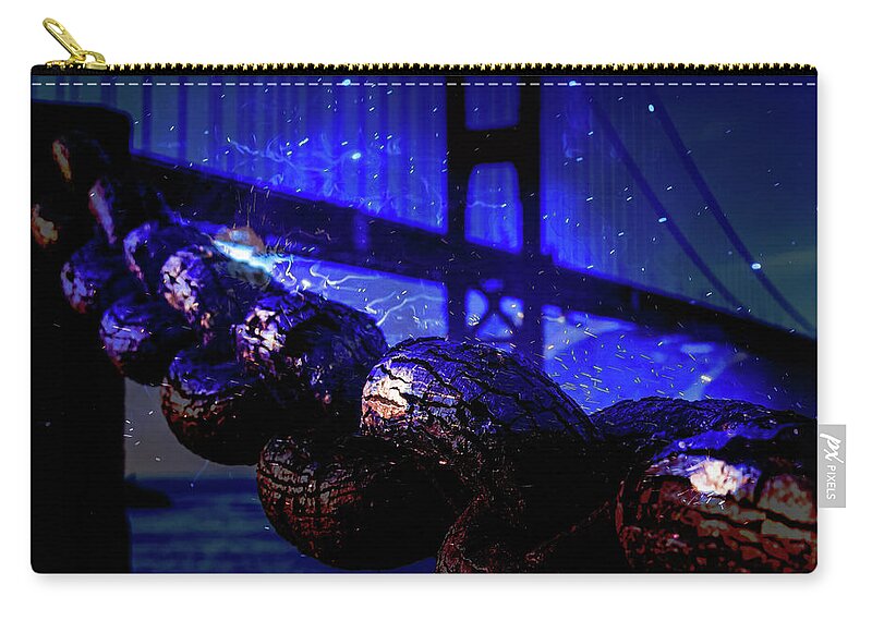 Chain in San Francisco and Golden Gate Bridge Night Art - Zip Pouch