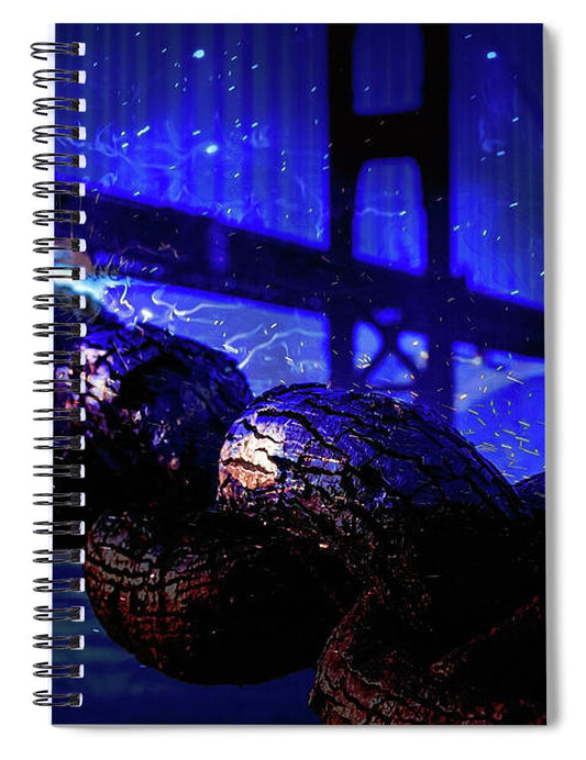 Chain in San Francisco and Golden Gate Bridge Night Art - Spiral Notebook