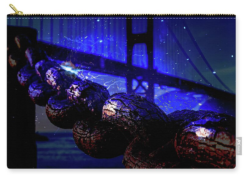 Chain in San Francisco and Golden Gate Bridge Night Art - Zip Pouch