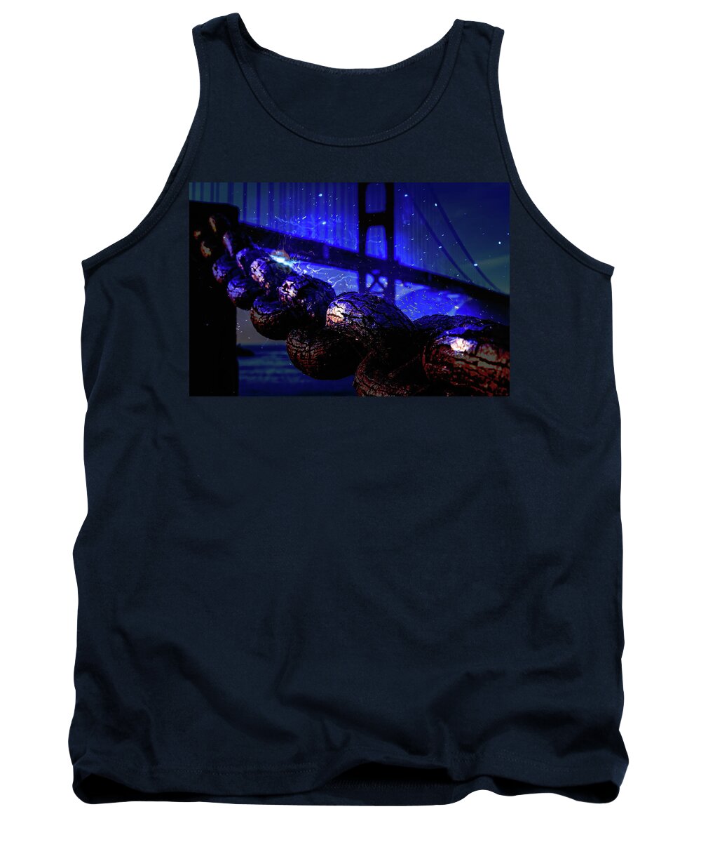 Chain in San Francisco and Golden Gate Bridge Night Art - Tank Top