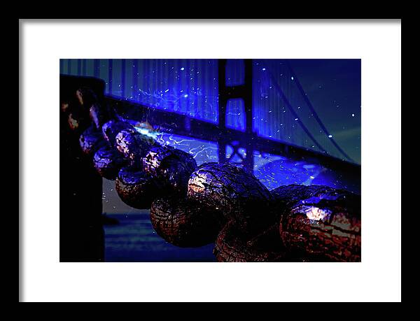 Chain in San Francisco and Golden Gate Bridge Night Art - Framed Print