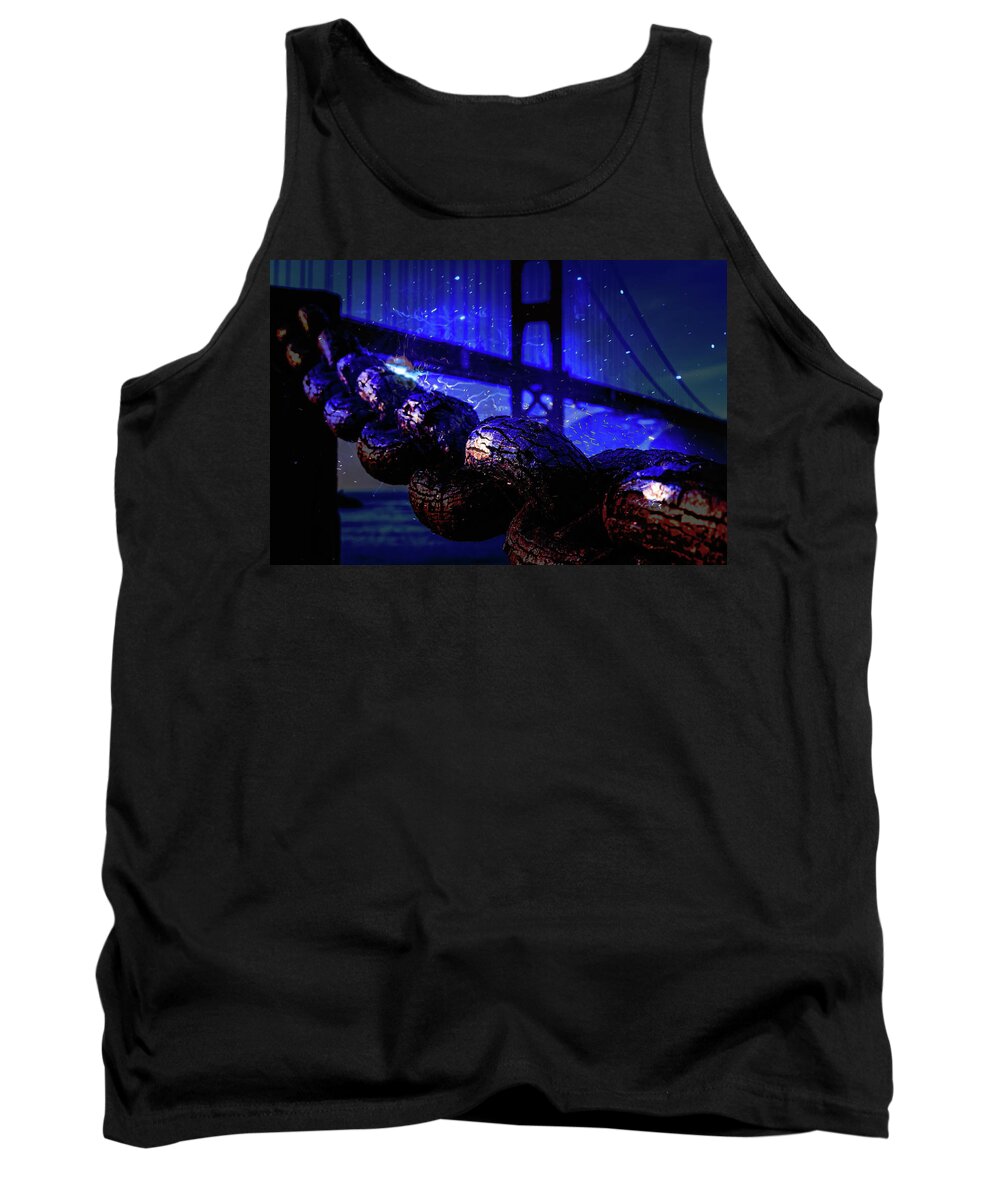Chain in San Francisco and Golden Gate Bridge Night Art - Tank Top