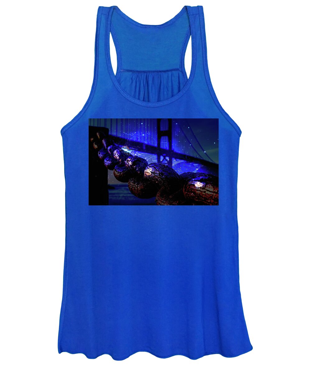 Chain in San Francisco and Golden Gate Bridge Night Art - Women's Tank Top