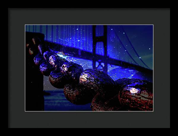Chain in San Francisco and Golden Gate Bridge Night Art - Framed Print